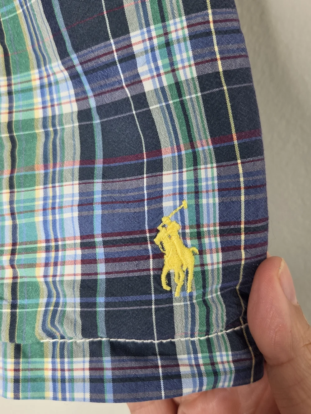Polo by Ralph Lauren Navy & Green Plaid Swim Shorts